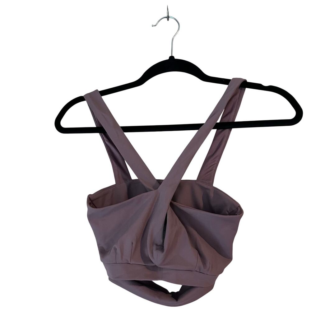 Alo Yoga Sports Bra Criss Cross Halter Opening Thick Straps Logo Workout Dusty - Picture 1 of 8